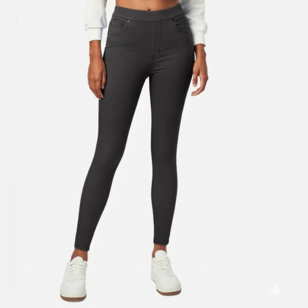 Good American Tummy Control Stretchy High Waisted Pull On Black Skinny Jeans